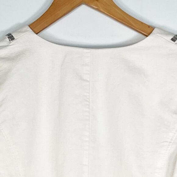 Banana Republic Off-white Linen Sequin Cropped Tuxedo Collar Jacket - Picture 7 of 10